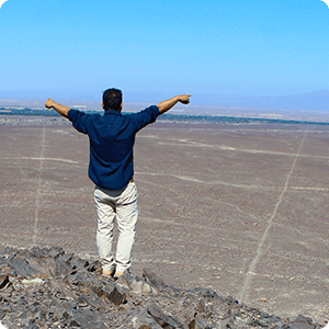 Observing lines on the desert of Nasca.