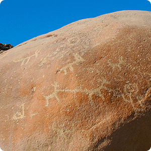 Man with llamas Petroglyph in Chicchitara