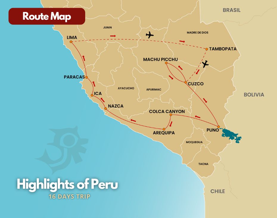 Highlights of Peru Map
