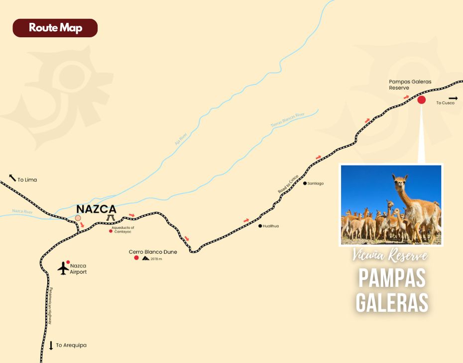 Map of the Tour to Pampas Galeras.