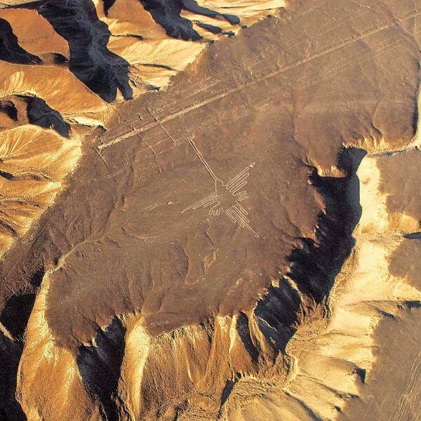 Flying over the Hummingbird geoglyph.