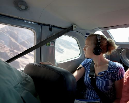 Small aircraft taking off for Nazca Lines scenic flight