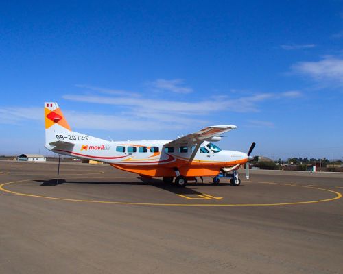 Movil Air aircraft parked on Ica airport runway
