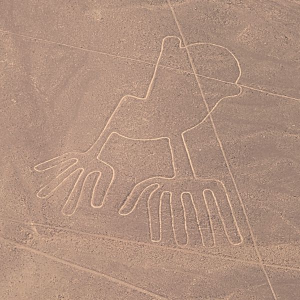 The Hands geoglyph as viewed on Nazca Lines Flights from Ica Airport.