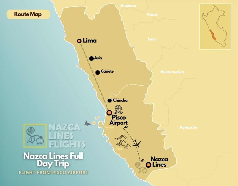 Route Map from Lima to Pisco Airport.