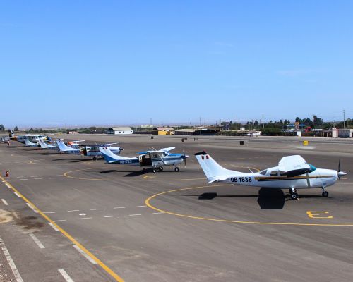 Cessna aircraft lined up at Nazca Airport