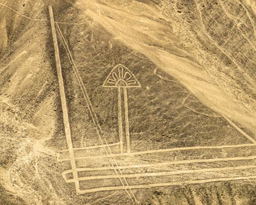 Intricate geometric geoglyph resembling a sundial