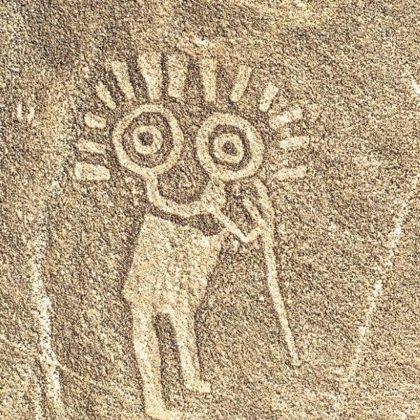 Close-up of a human geoglyph in the Palpa Valley