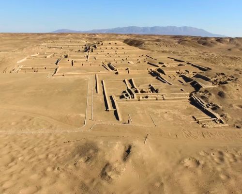 Aerial view of the Cahuachi ceremonial center.