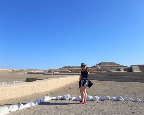 Tourist at the Cahuachi pyramids.