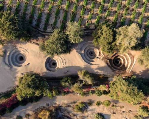 Aerial view of spiral puquios.