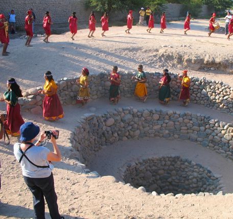 Traditional dance at Cantayo aqueducts, Nazca.